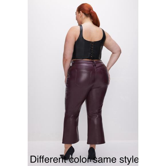 Good American Cognac Better Than Leather Faux Leather Good Icon Pants 28 plus - Picture 2 of 13
